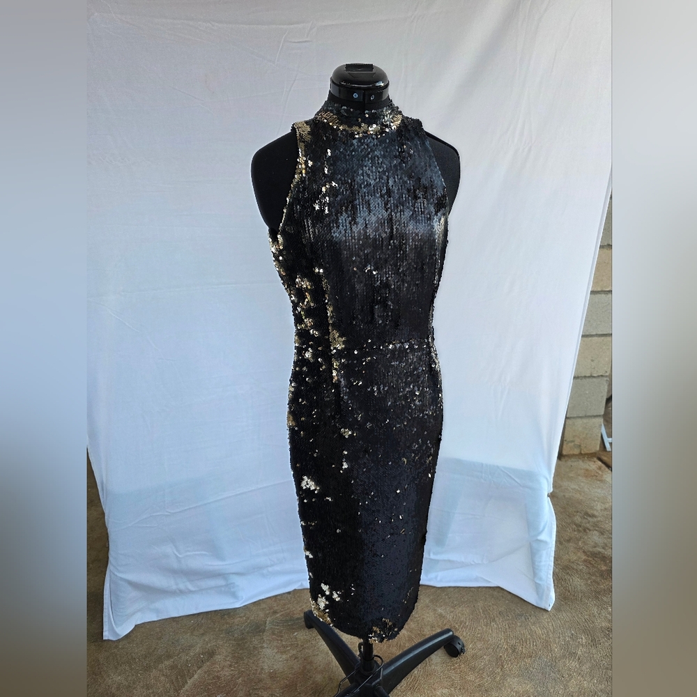 Zara Black/Gold Sequin Dress